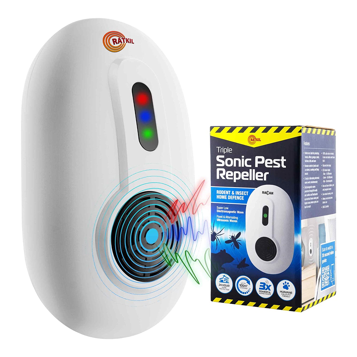 Ultrasonic Pest Repeller - Powerful Mouse Repellent & Insect Repellent - 3 Working Modes - Wide Frequency Range Pest Control Device | Ideal for Mice, Rats, Mosquitoes, Moths, Ants