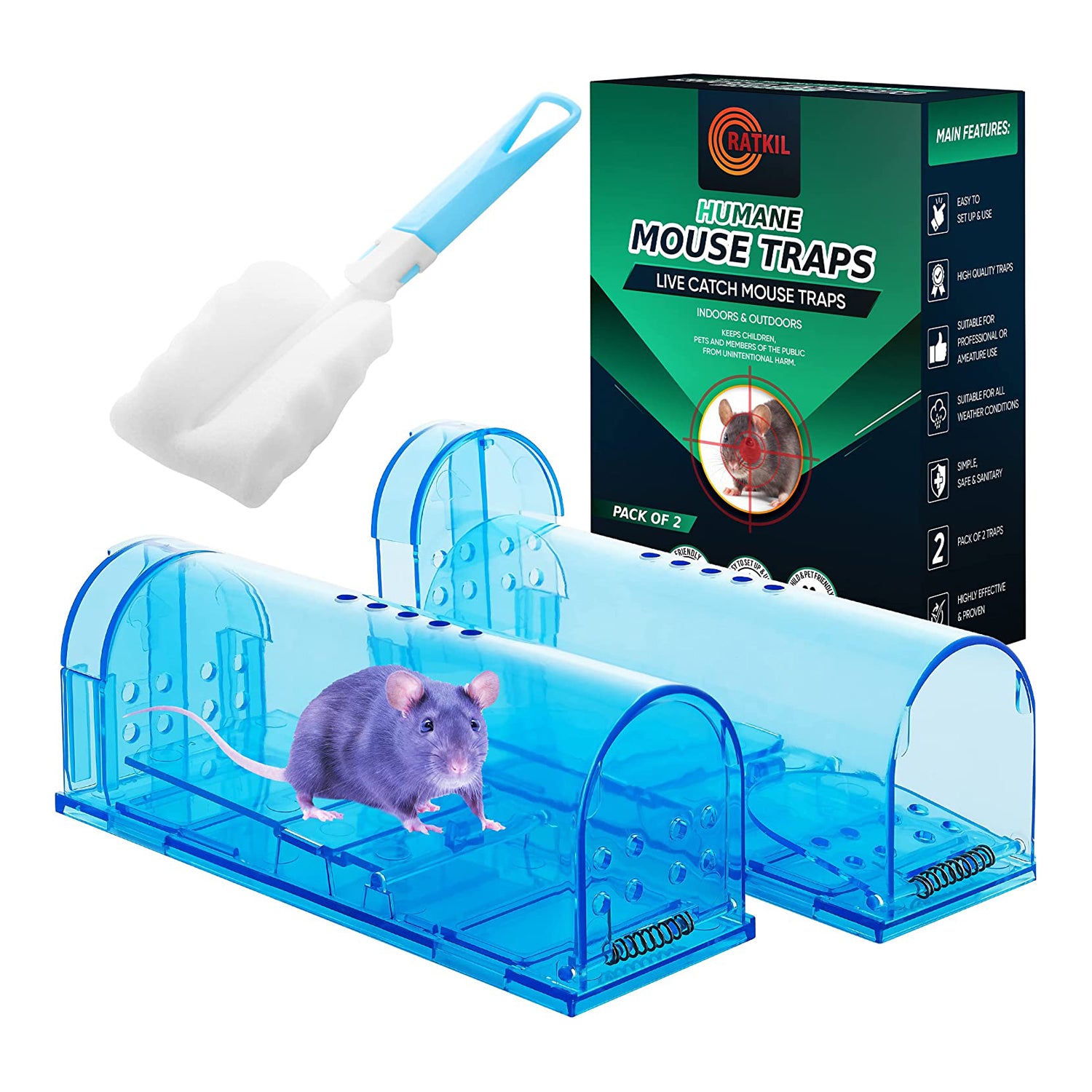 Small Humane Mouse Trap,transparent Live Mice Trap That Work, No Kill Catch  Release Rat Trap, Plastic Mouse Trap Box Indoor Outdoor, 2 Pack
