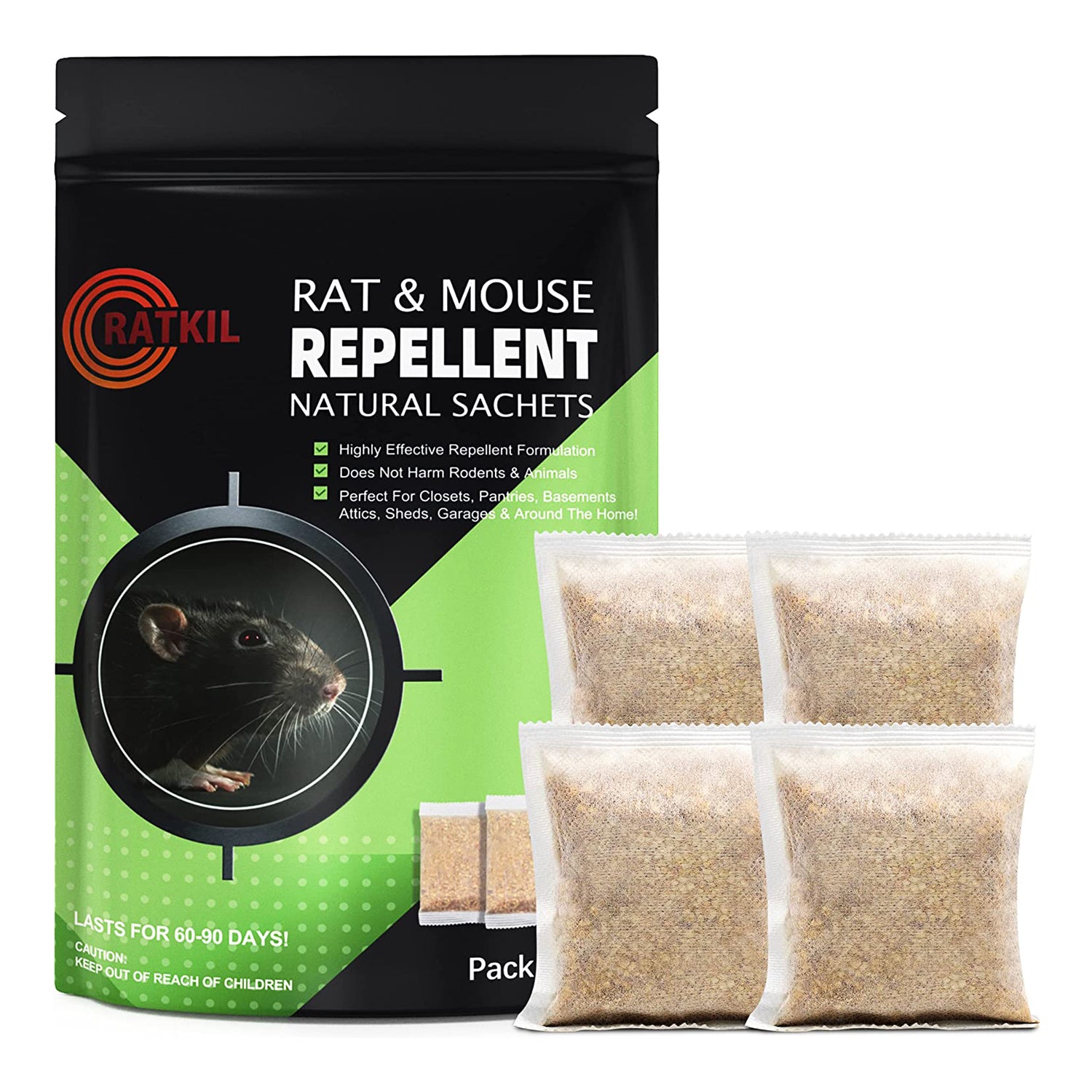 RatKil Rat & Mouse Repellent Sachets - High Strength, All Natural Pepp